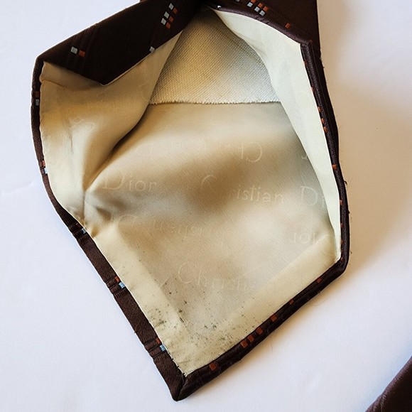 Vintage Christian Dior Brown Orange and Blue Necktie - Picture 10 of 10